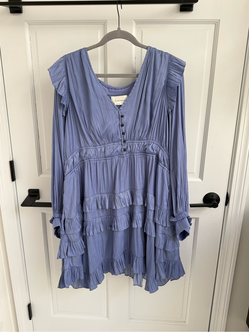Anthropologie Lavender Ruffled V-Neck Tunic